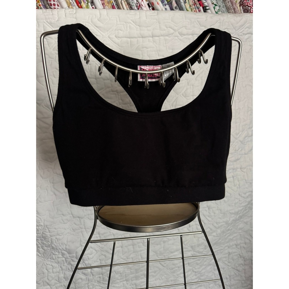 Bonnie August Black Racerback Sports Bra Cotton Blend Size M Made in USA